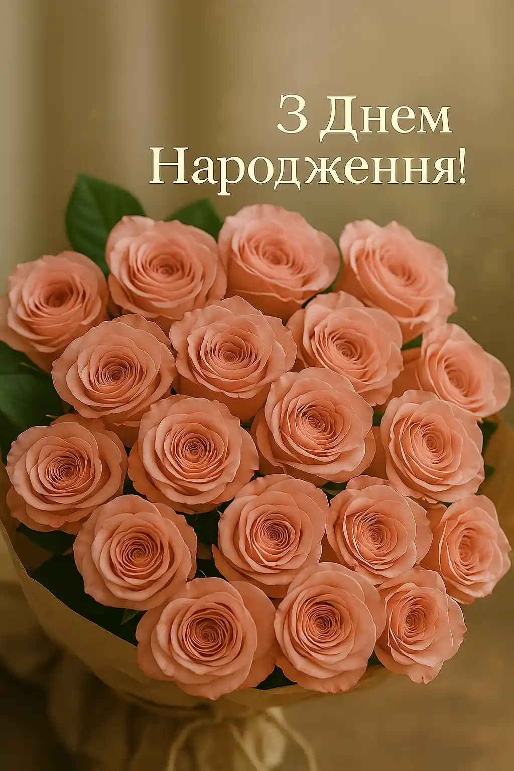 Красиві привітання з днем народження жінці з великим букетом квітів в картинках