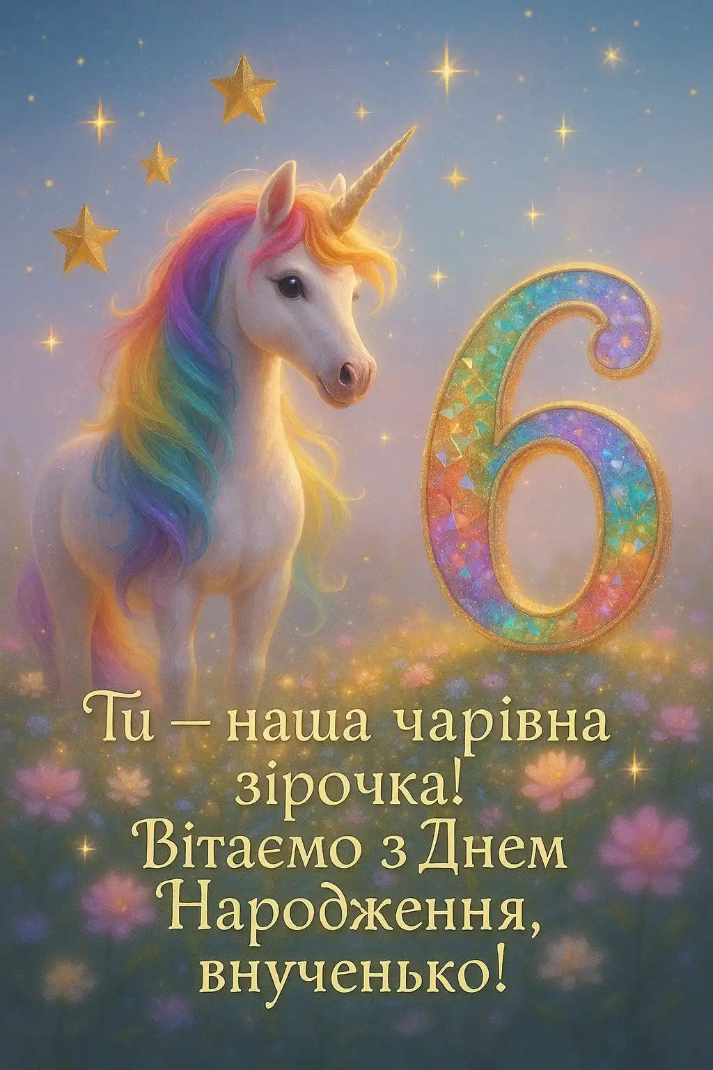 Привітання з днем народження внучці 6 років від бабусі і дідуся