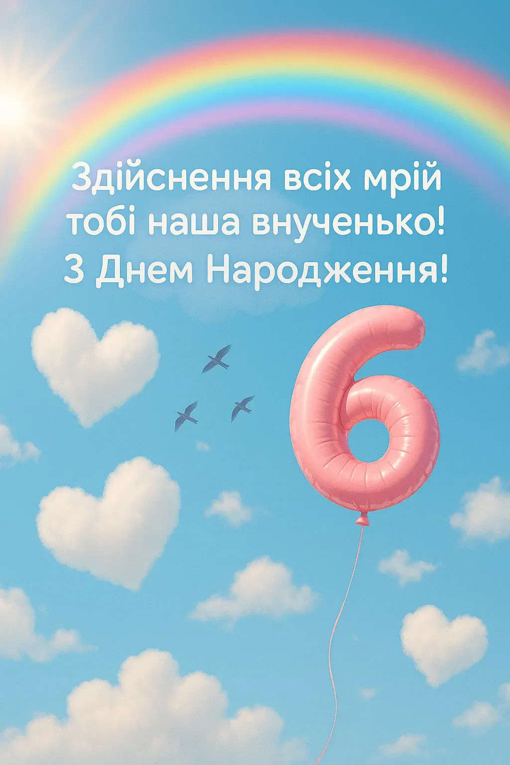 Привітання з днем народження внучці 6 років від бабусі і дідуся