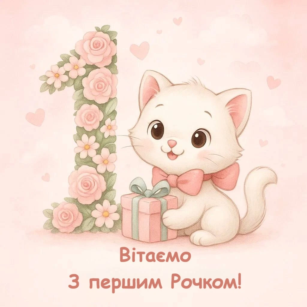 Привітання з 1 рочком дівчинку