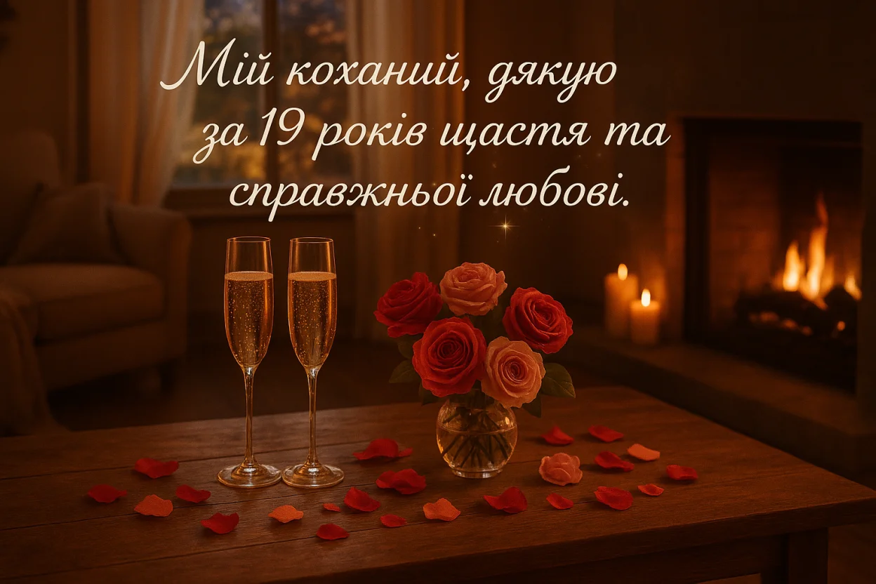 Привітання з 19 років весілля для чоловіка