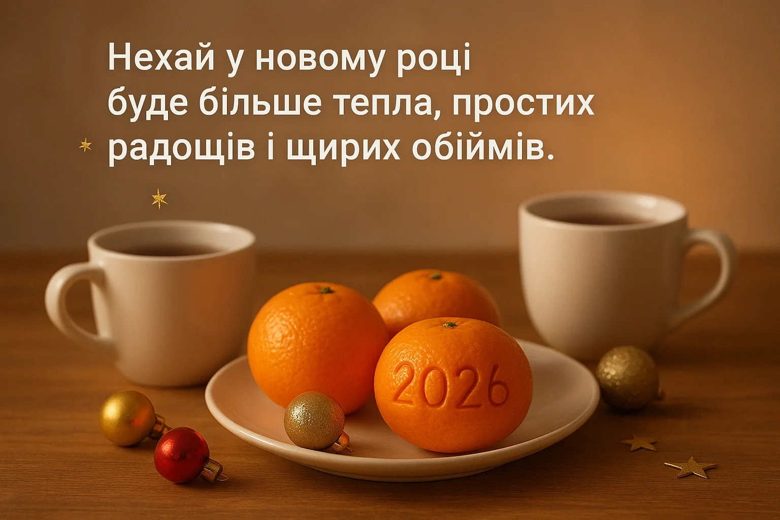 Привітання з прийдешнім новим роком 2026: побажання для найближчих