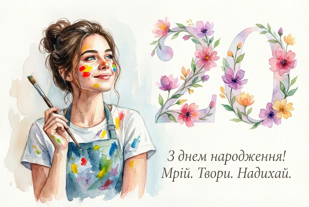 привітання з днем народження 20 років своїми словами