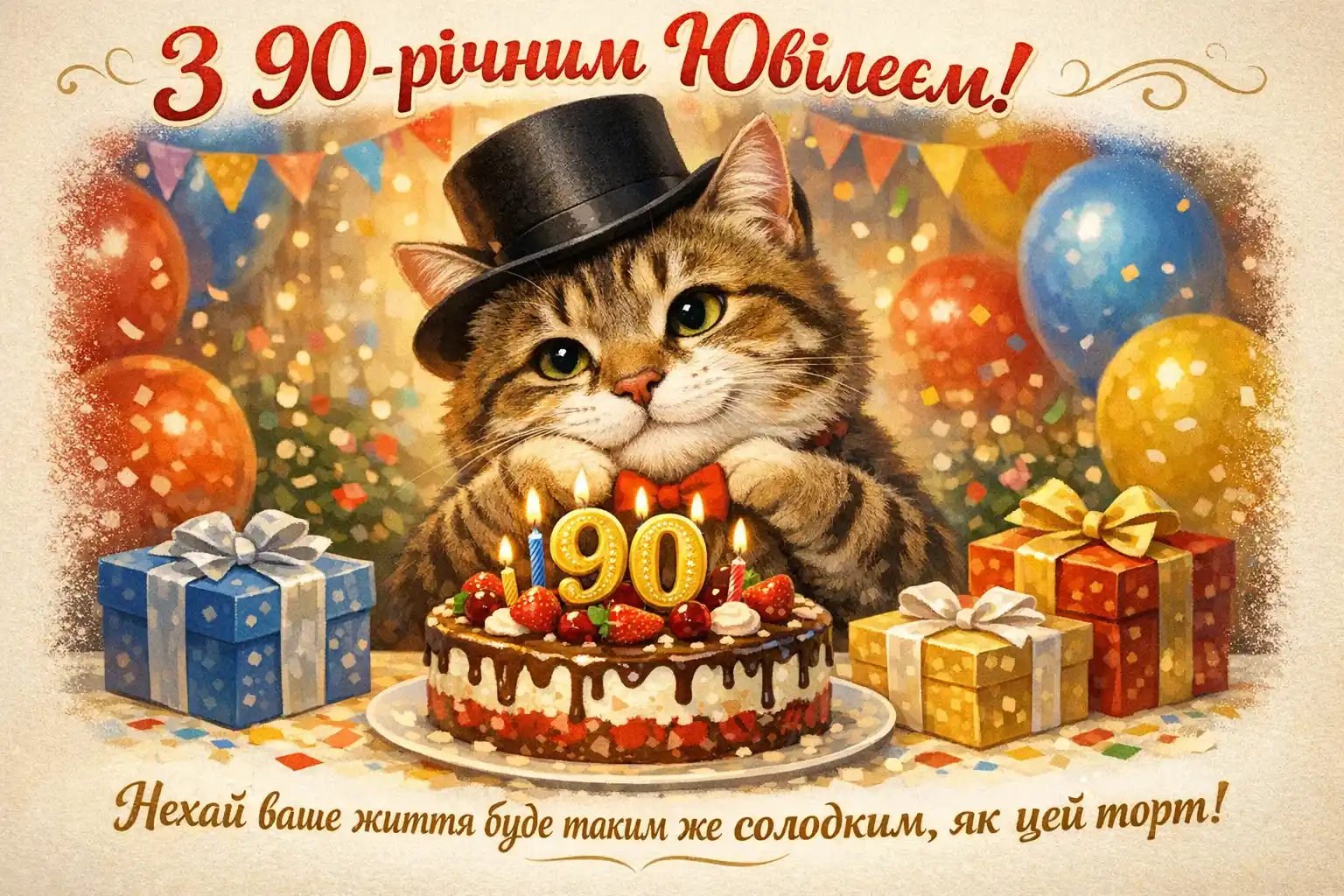 Привітання з ювілеєм на 90 років