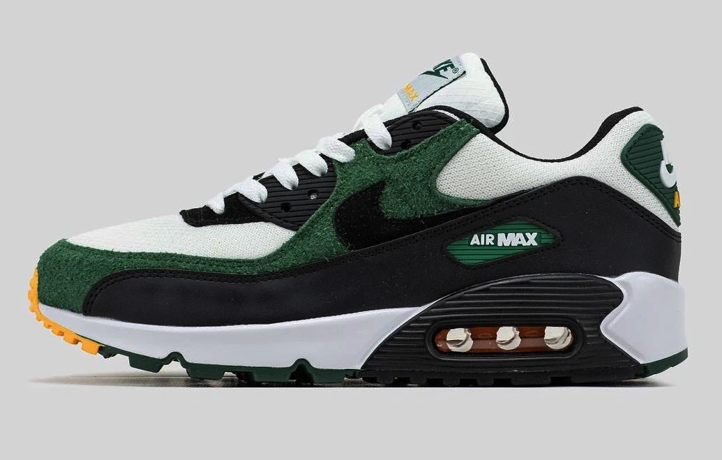 Белые демисезонные кроссовки мужские nike air max 90 white green black