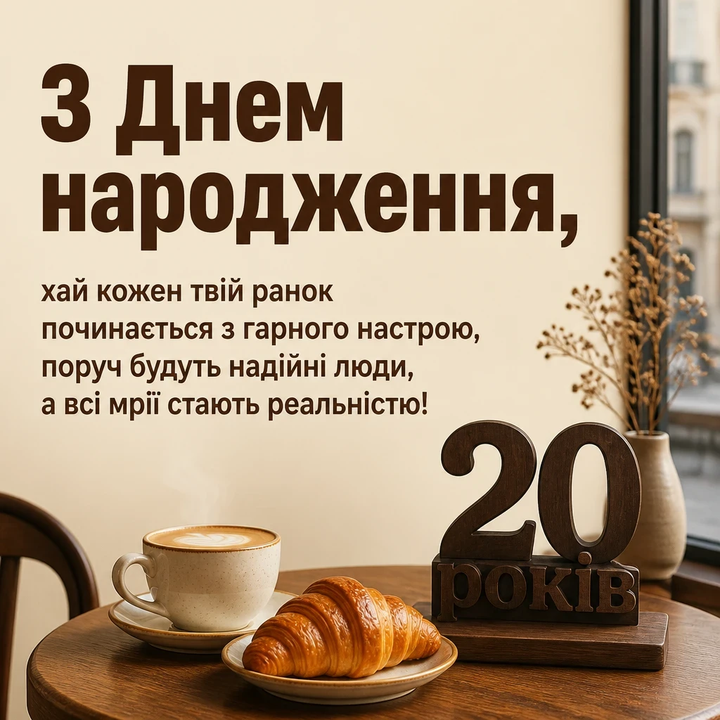 привітання з 20-річчям хлопцеві