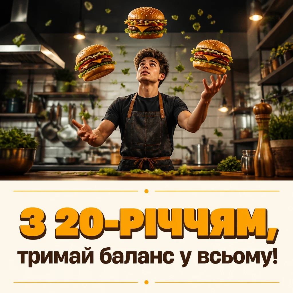 привітання з 20-річчям хлопцеві