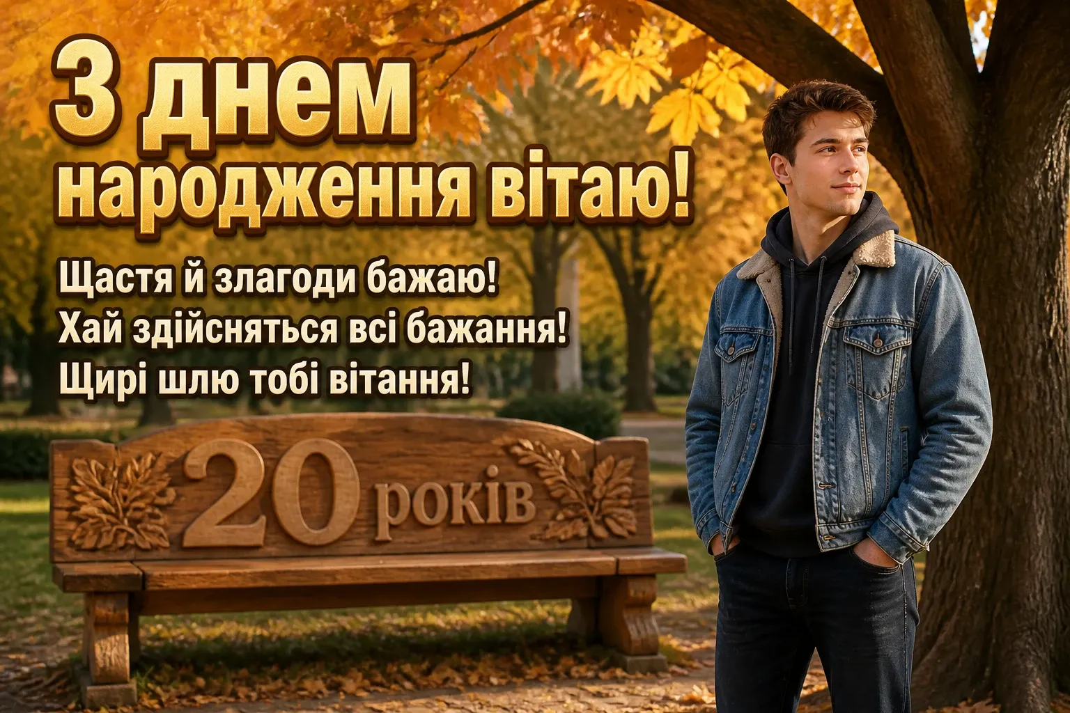 привітання з 20-річчям хлопцеві