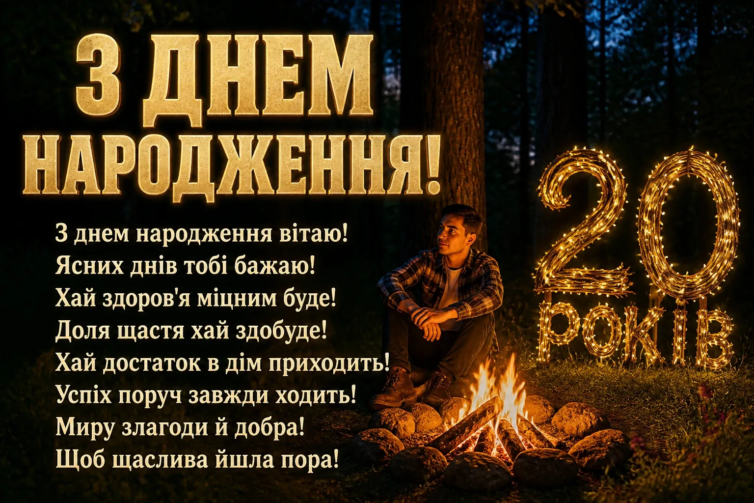 привітання з 20-річчям хлопцеві
