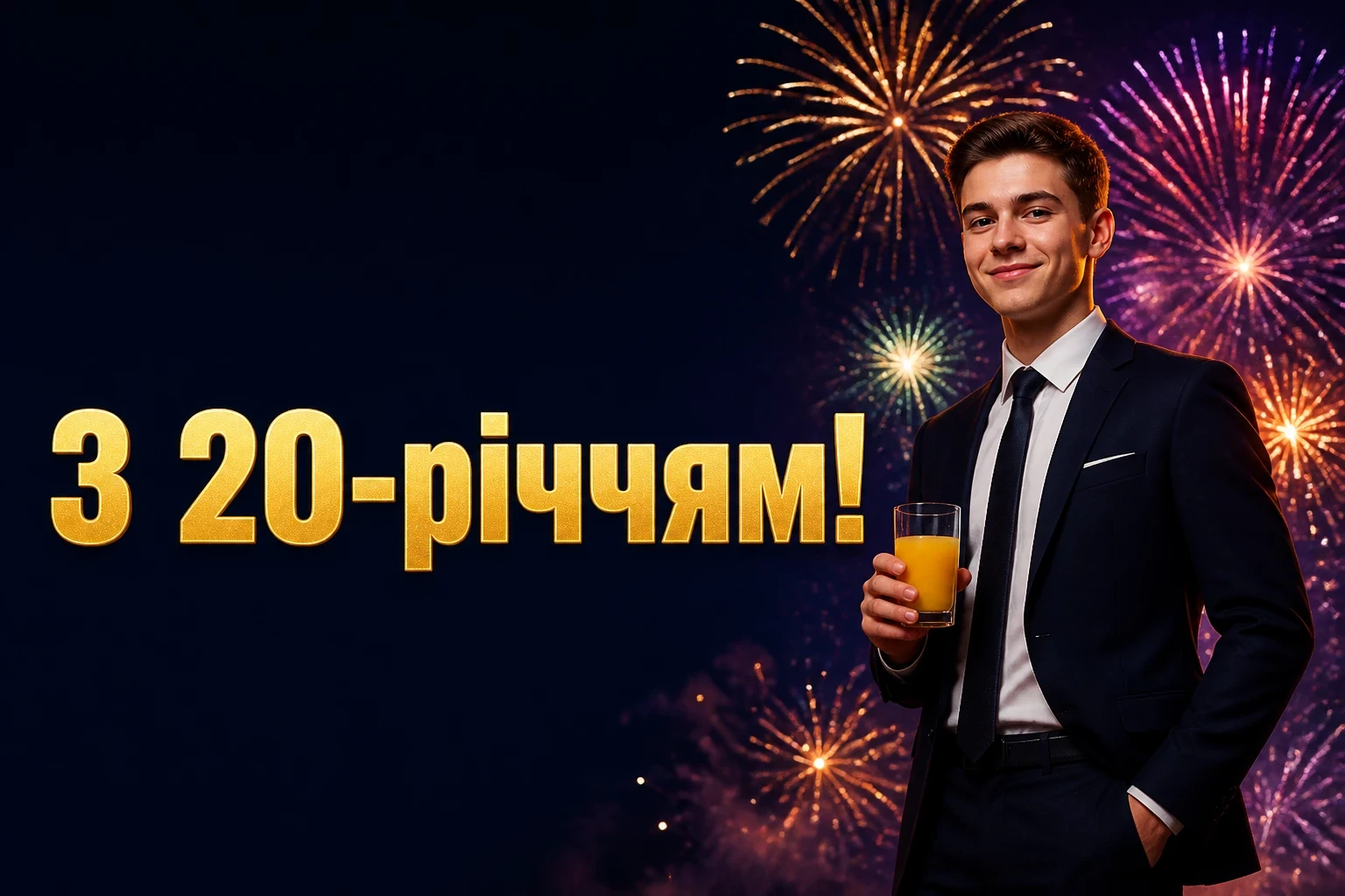 привітання з 20-річчям хлопцеві