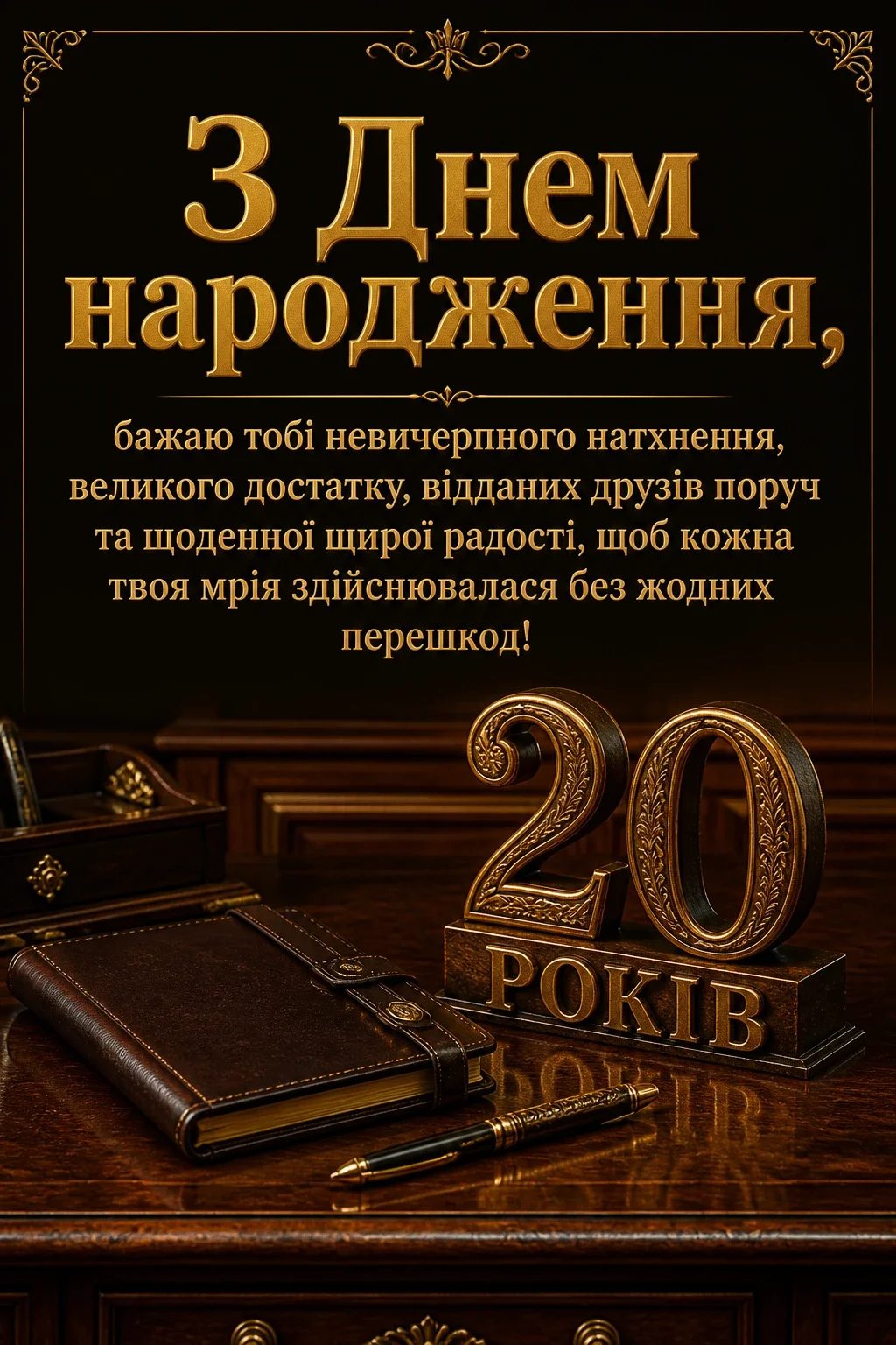 привітання з 20-річчям хлопцеві