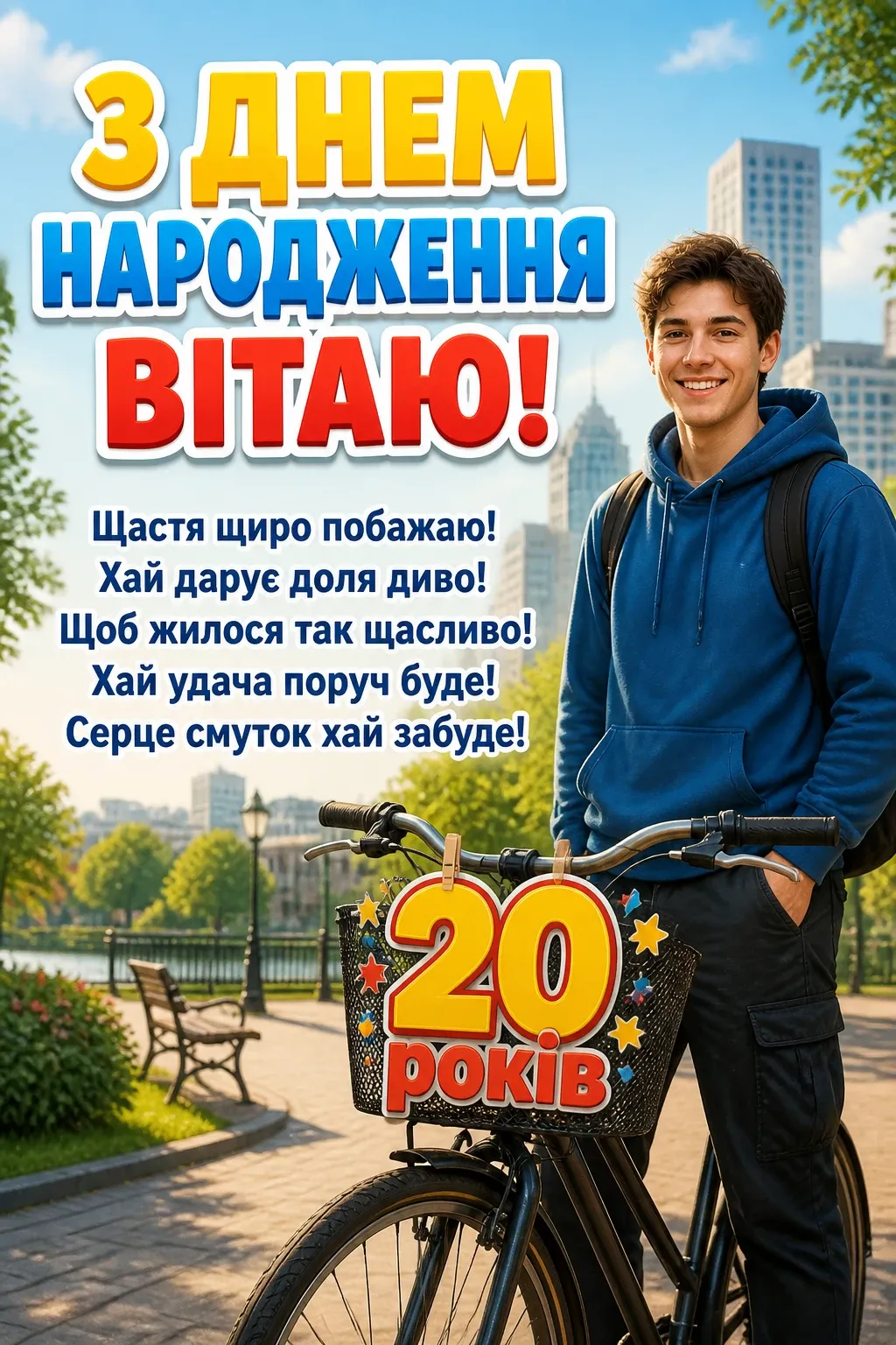 привітання з 20-річчям хлопцеві