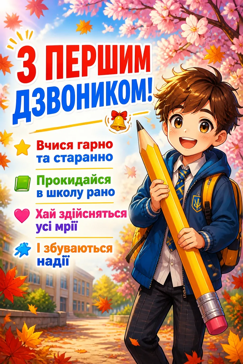 першокласнику перший раз у перший клас привітання