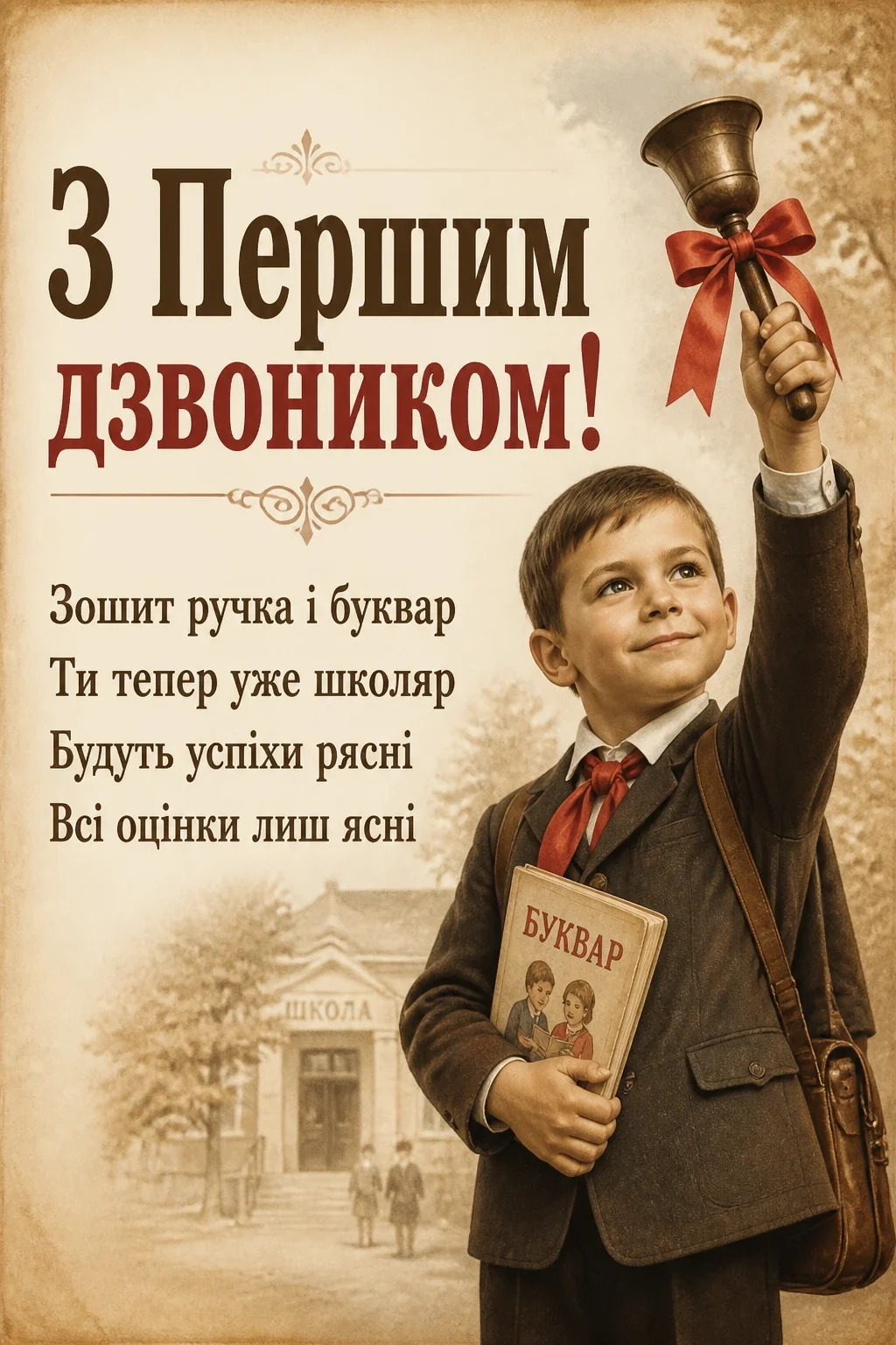 першокласнику перший раз у перший клас привітання