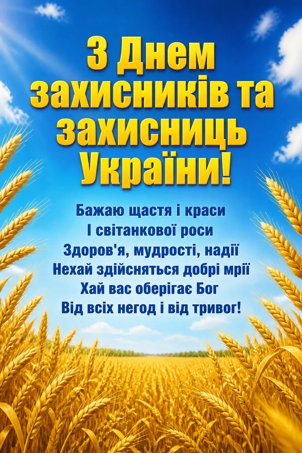 привітання з днем захисників та захисниць україни