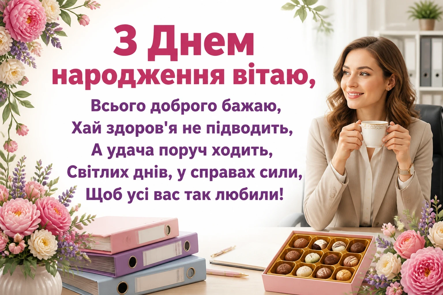 привітання з днем народження жінці керівнику