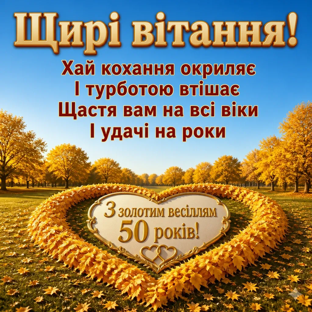 привітання з золотим весіллям своїми словами