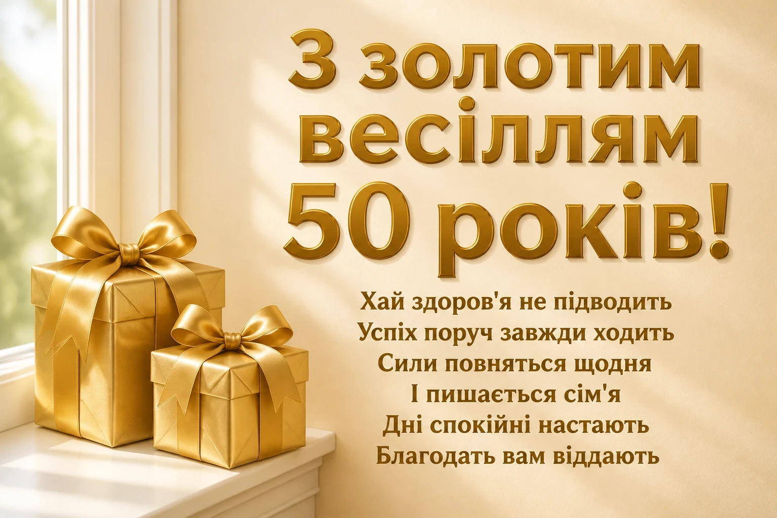 привітання з золотим весіллям своїми словами