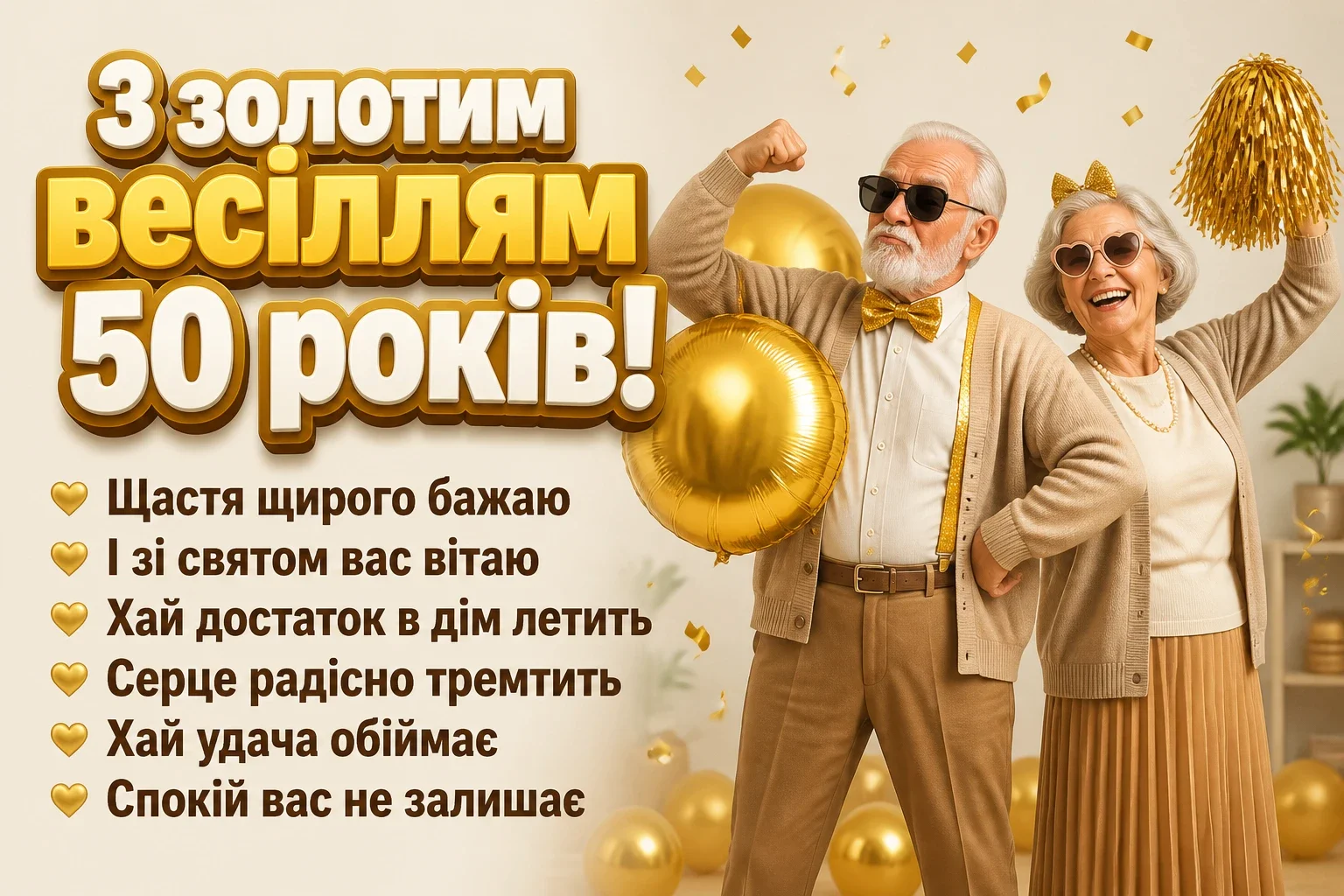 привітання з золотим весіллям своїми словами