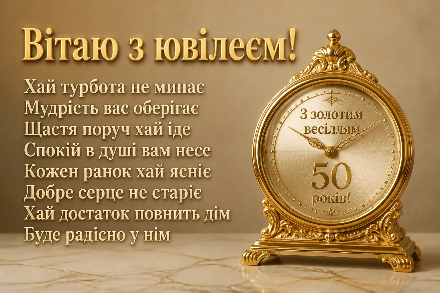 привітання з золотим весіллям своїми словами
