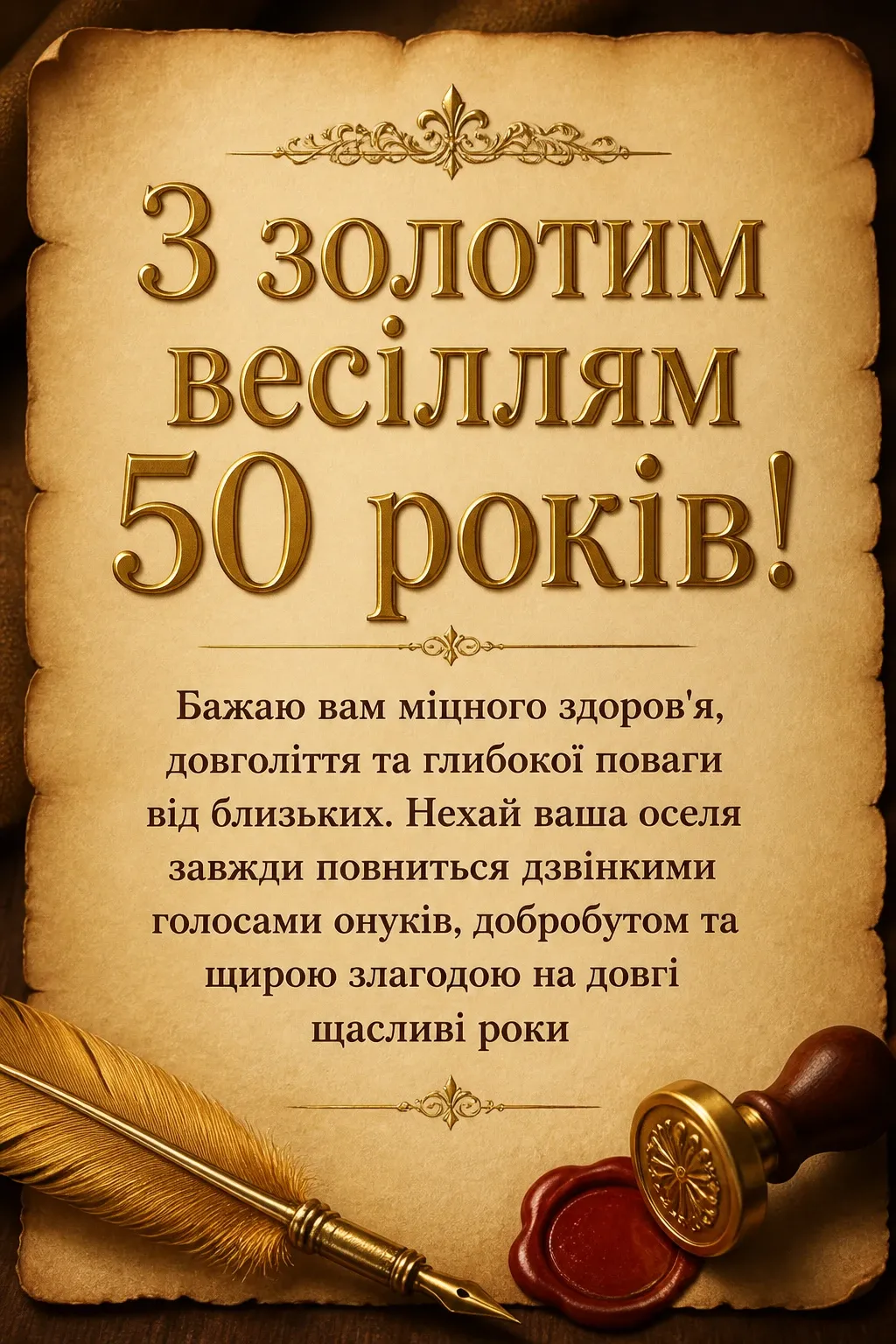 привітання з золотим весіллям своїми словами